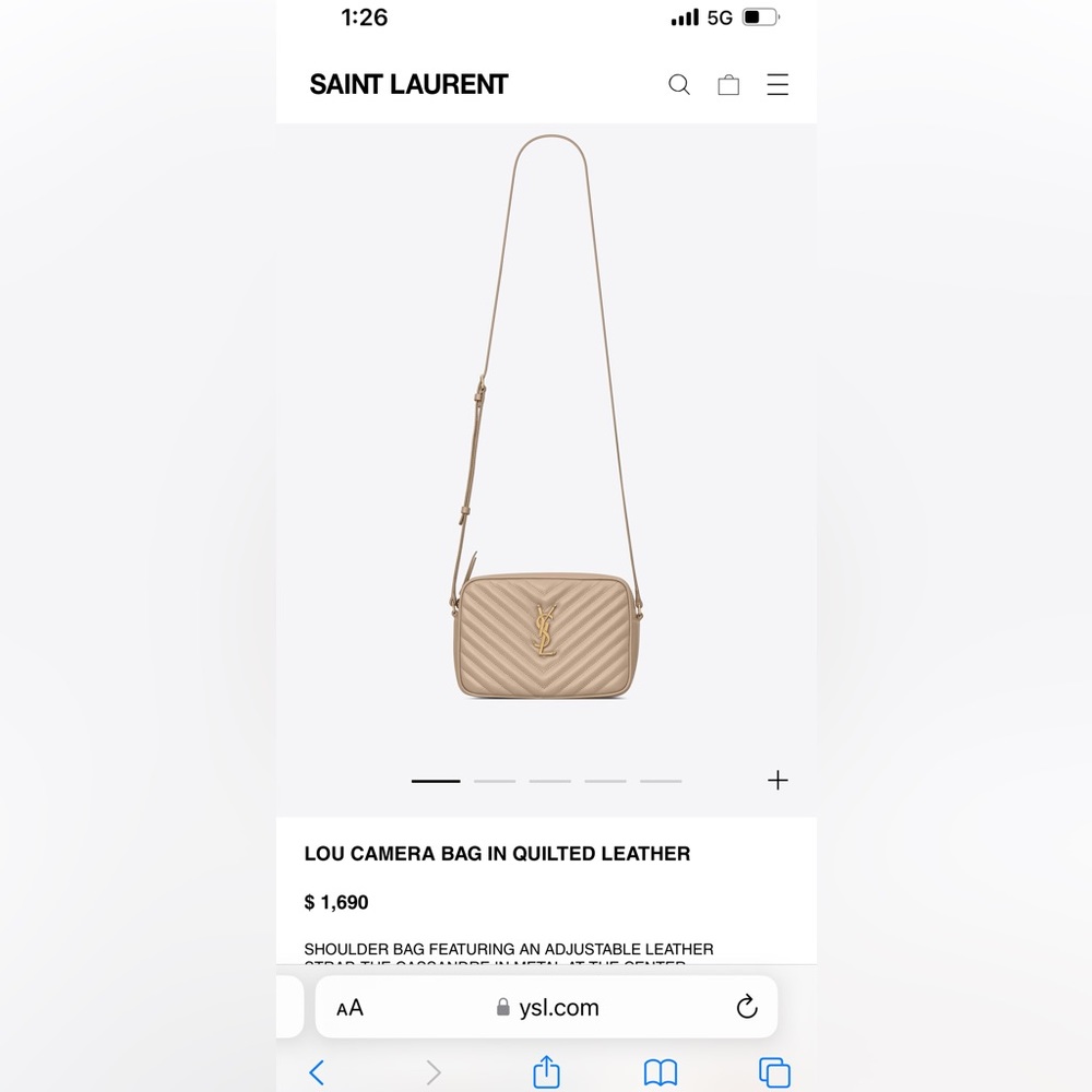 Certified YSL in dark beige with gold hardware. Not a flaw!